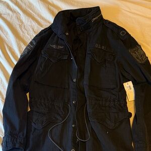 NWT men’s Ralph Lauren cotton herringbone field jacket black size medium